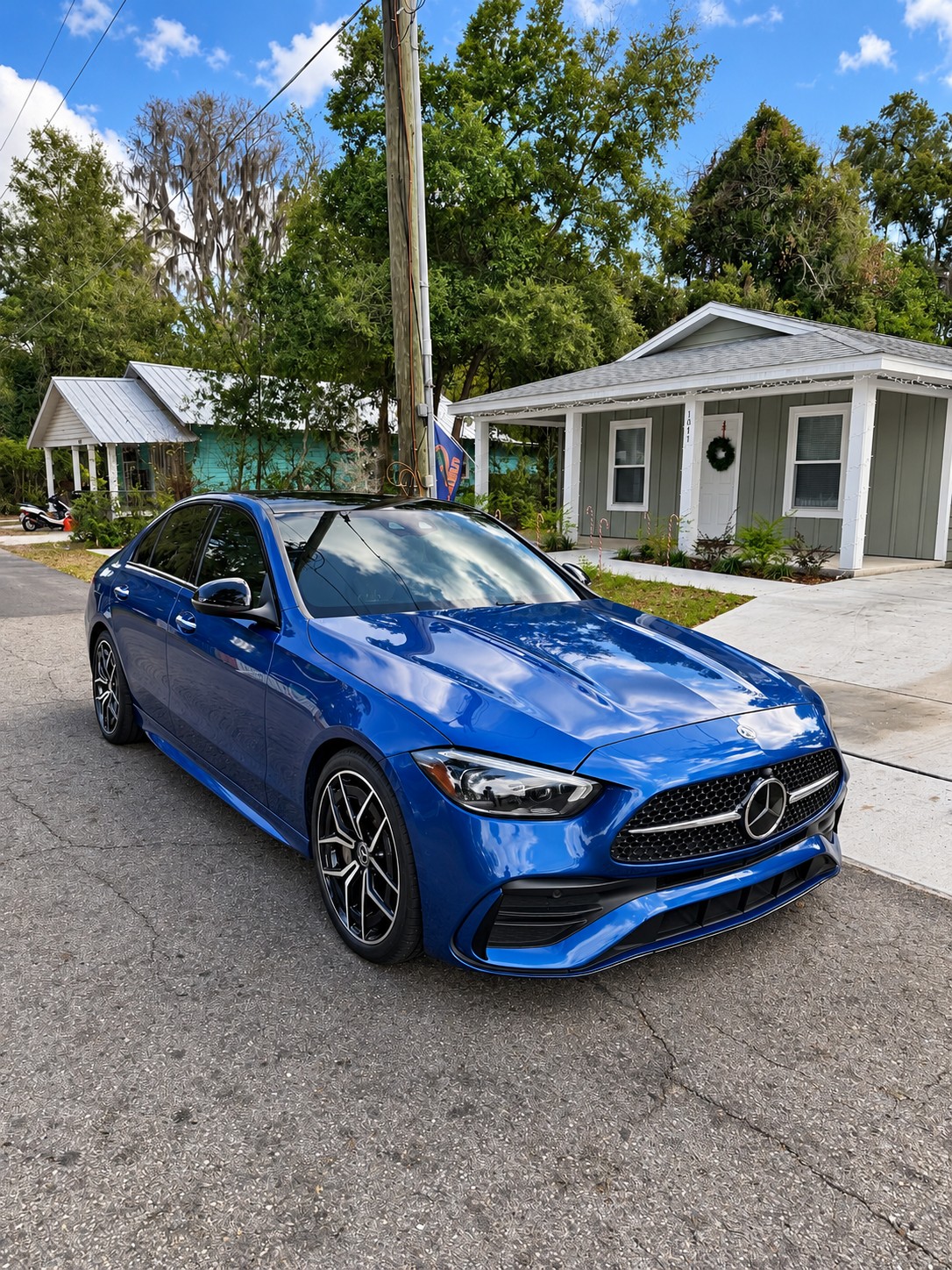 Freshly detailed Mercedes with a deep, reflective finish